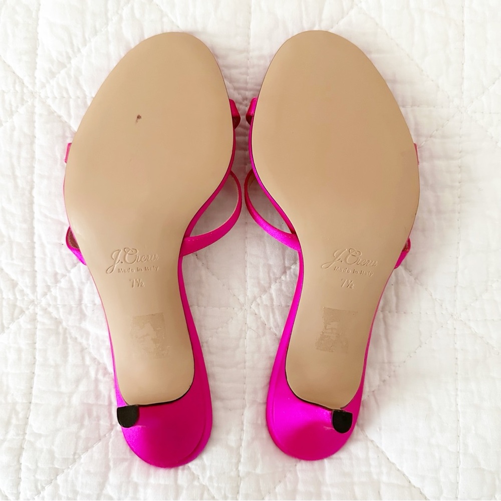 NEW J CREW Strappy Mule Sandals in Satin Bright Berry Pink 7.5 NIB AQ131 - Picture 8 of 10